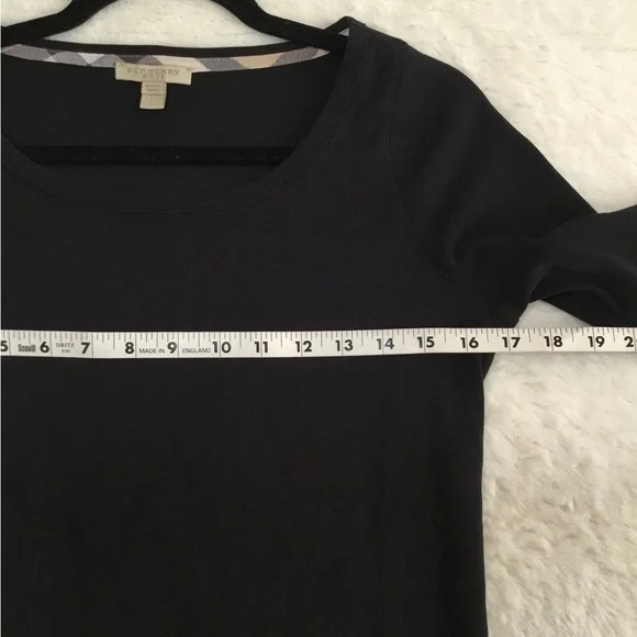 Burberry Brit black cotton t-shirt featuring 3/4 sleeves size large - Picture 6 of 11